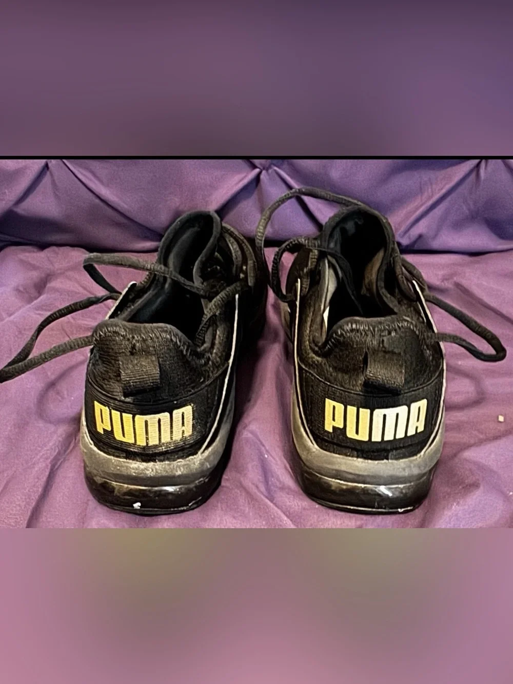PUMA Women's Black with Gold Logo  Size 8